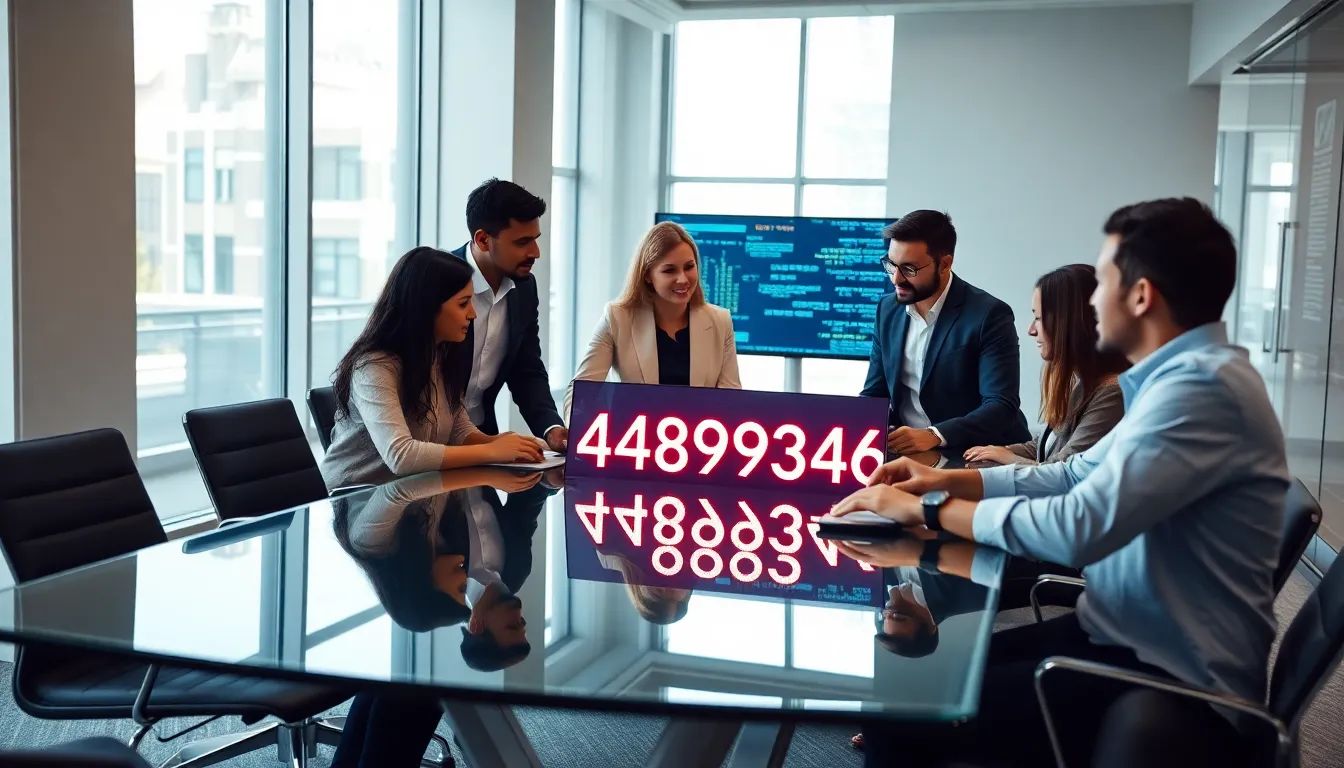 diverse professionals discussing data management in a modern office.